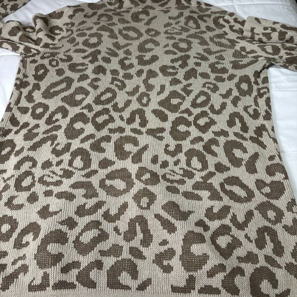 89th & Madison Women’s Large Brown Leopard Print Long Sweater Cardigan Duster - Picture 6 of 10